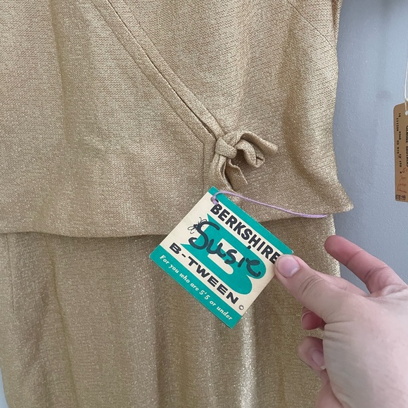 Vintage Berkshire B-Tween Deadstock gold metallic midi dress NWT - Picture 2 of 8
